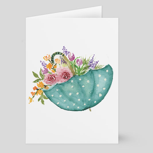 "Umbrella w/ Flowers" (Greeting Card) from my Spring & Summer Collection