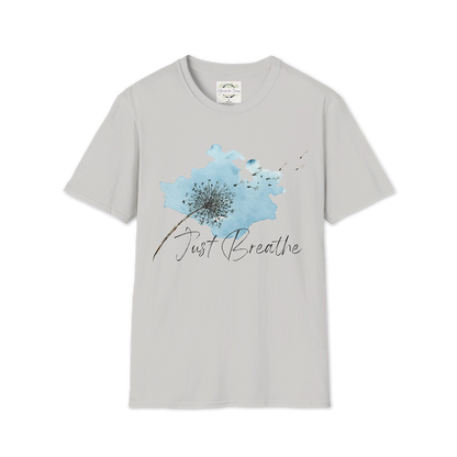 "Just Breathe" on Light Background (Unisex Softstyle T-Shirt)