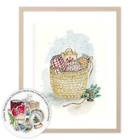 "Present" (Art Print) with full Comfort & Joy Sticker Collection