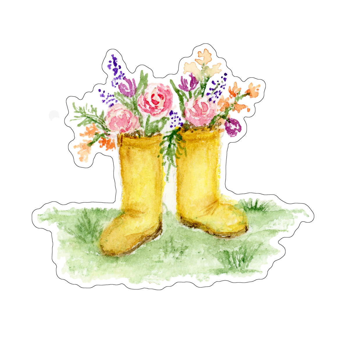 "Rainboots with Flowers" (Die-Cut Stickers) from my Spring & Summer Collection