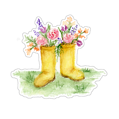 "Rainboots with Flowers" (Die-Cut Stickers) from my Spring & Summer Collection