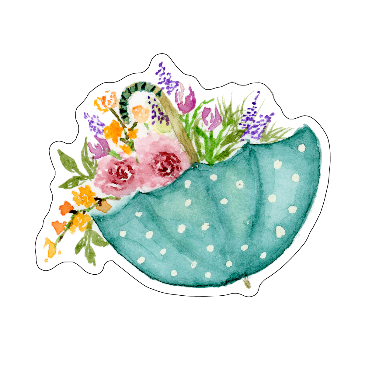 "Umbrella with Flowers" (Die-Cut Stickers) from my Spring & Summer Collection