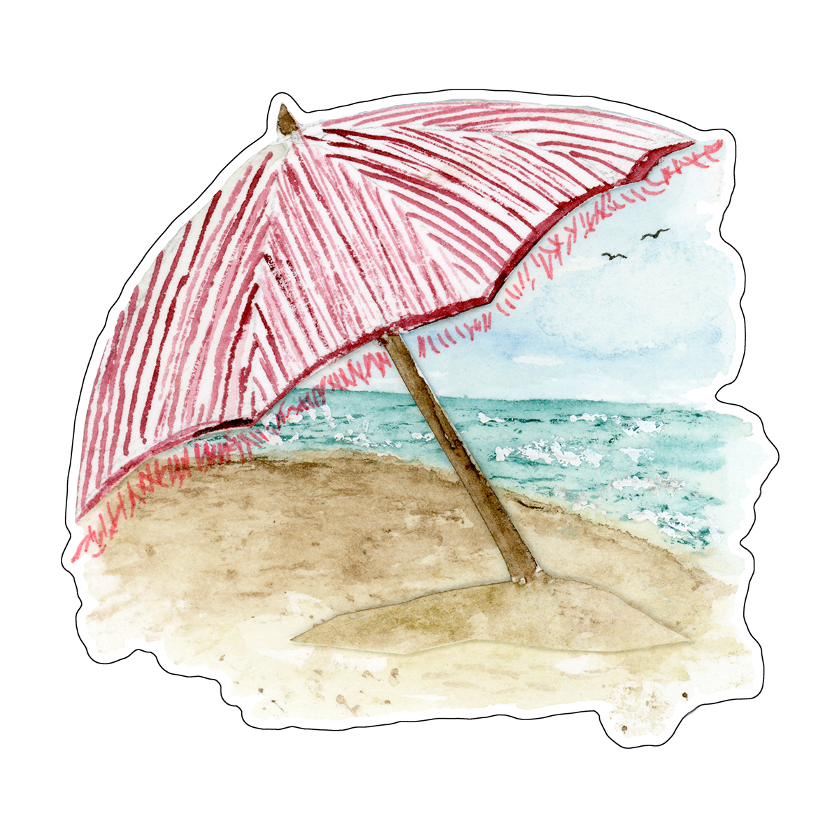 "Umbrella on the Beach" (Die-Cut Stickers) from my Spring & Summer Collection